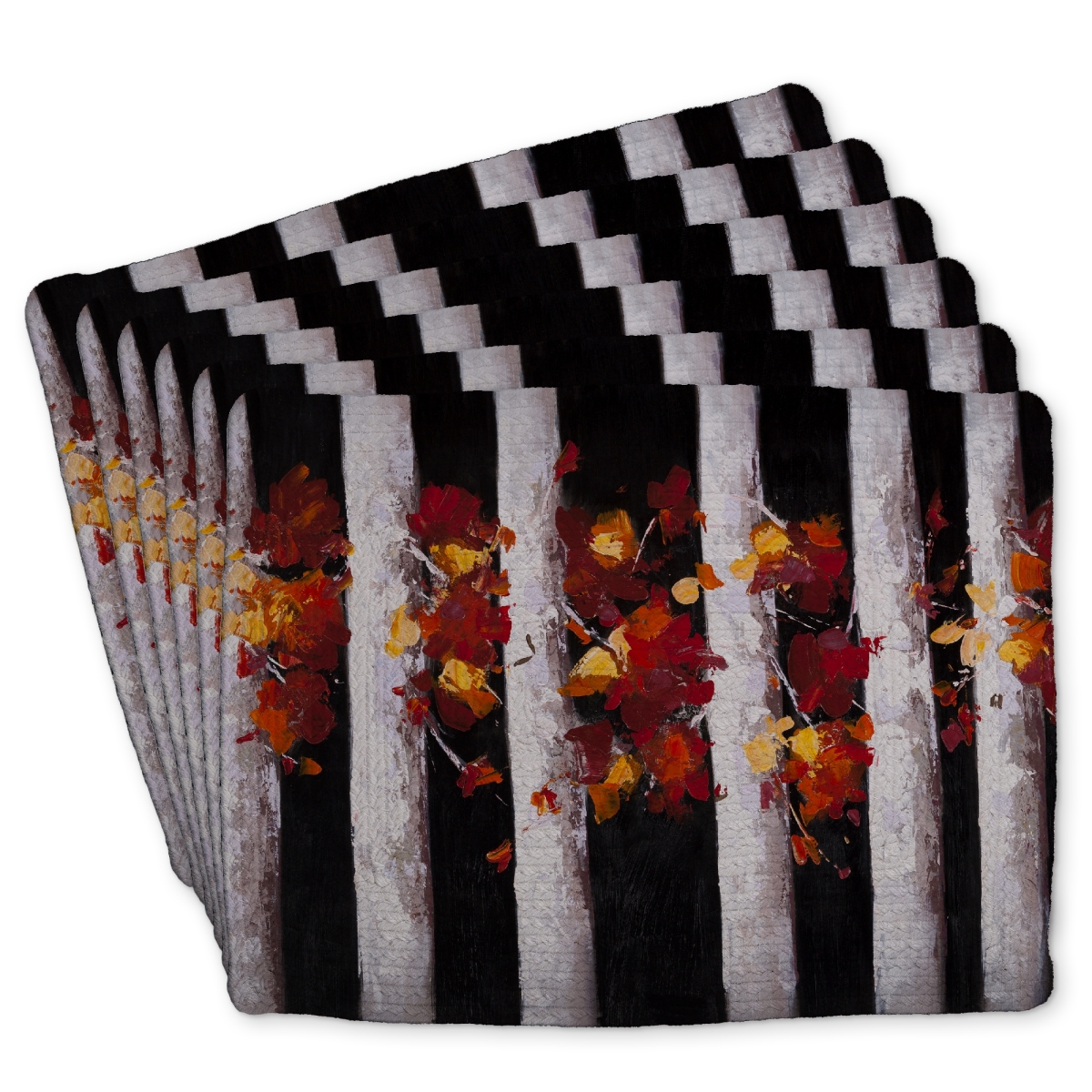 Picture of Begin Home Decor C6BP1418X091GB 14 x 18 in. Trees & Fall Leaves Braided Polyester Placemat - Home Decor - Set of 6