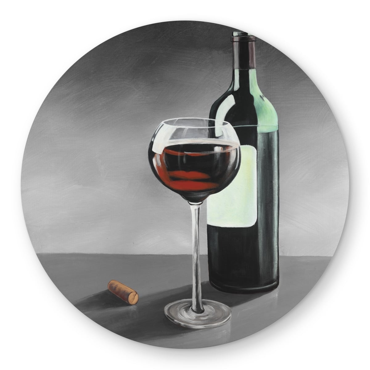 C1COAR55GKTGYQ 5 x 5 ft. Bottle of Burgundy - Kitchen Still Life Outdoor Area Rug - Round