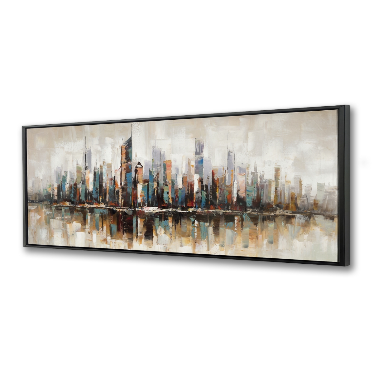 C1FC2060K3TSQV 20 x 60 in. Abstract Buildings with Textures - Cities Brown Framed Canvas