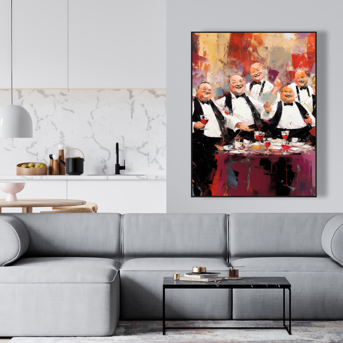 C1FC3648EZIYVD 36 x 48 in. Good Friends - Kitchen Illustrative Framed Canvas Art Decor