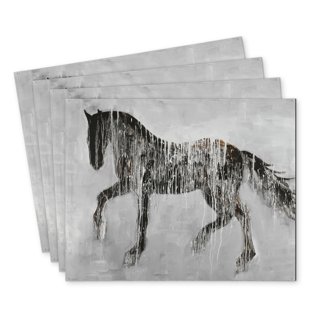 Picture of Begin Home Decor C4PP1418ERPEEU 14 x 18 in. Horse Brown Silhouette Polyester Placemat - Home Decor - Set of 4