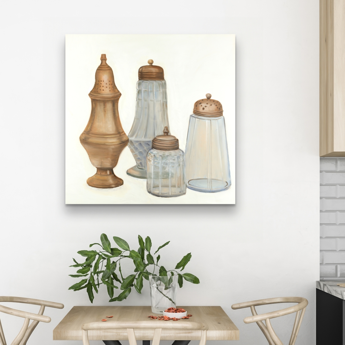 C1RC3232ELXGA3 32 x 32 in. Antique Salt & Pepper Shaker Still Life Vintage Canvas Decor