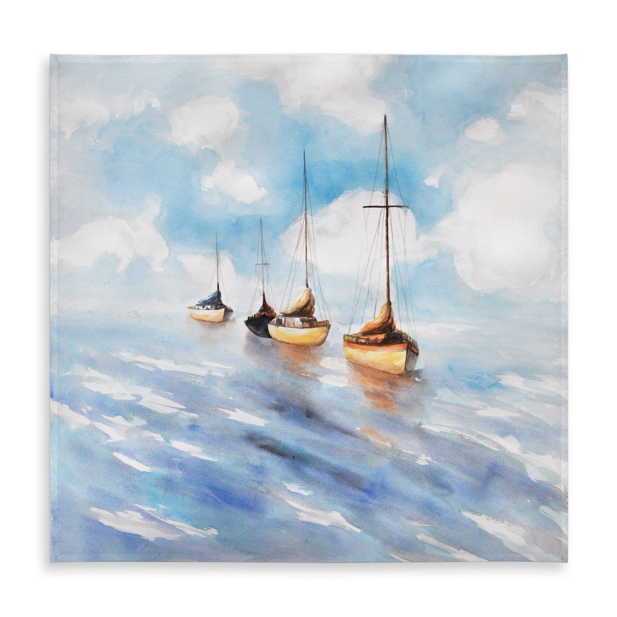 Picture of Begin Home Decor C1TC5858K2F57A 58 x 58 in. Sailboats in the Sea - Orange Coastal Tablecloth for Decor