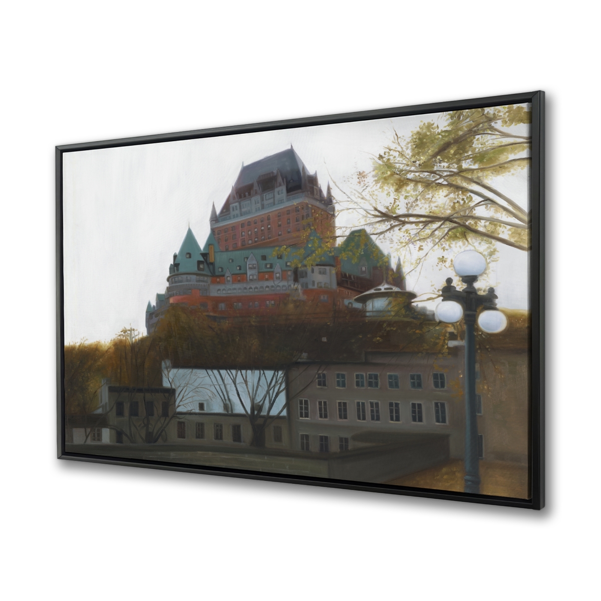 C1FC36487AX18K 36 x 48 in. Le Chateau De Frontenac in Autumn - Trees Framed Canvas Decor