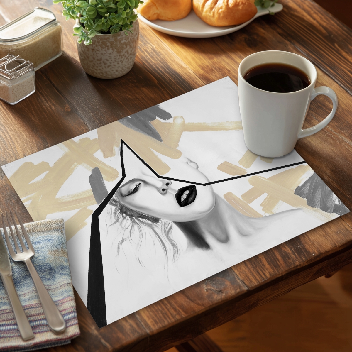 Picture of Begin Home Decor C6PP141802IBV3 14 x 18 in. Divided Woman Polyester Placemat - Stylish Home Decor Accessory - Set of 6