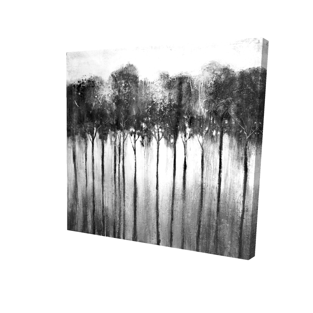 2080-3636-LA11-1 36 x 36 in. Abstract Forest Black & White Canvas - Home Decor Art