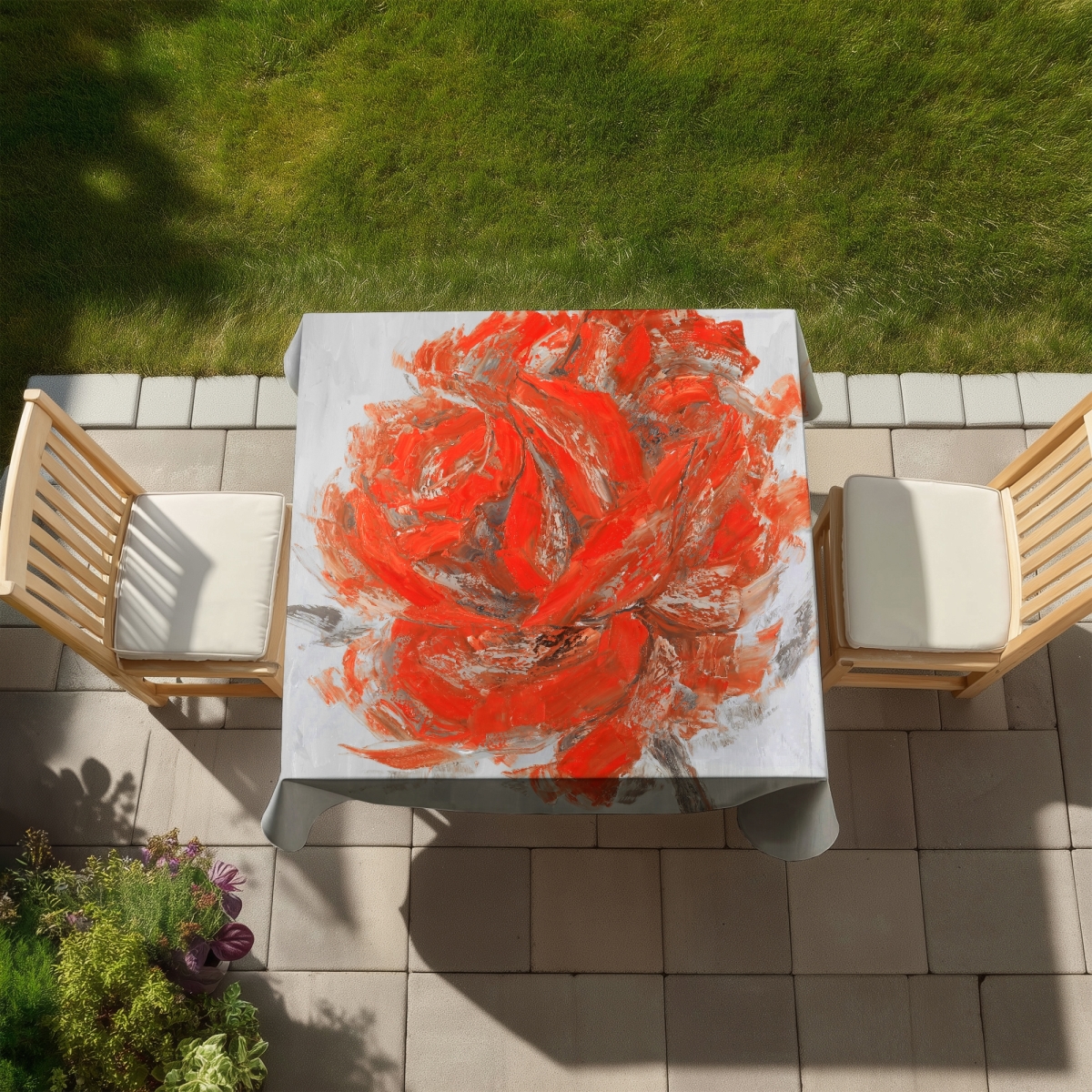 Picture of Begin Home Decor C1TC58589Q2M4T 58 x 58 in. Abstract Rose Tablecloth - Floral Indoor Outdoor Home Decor