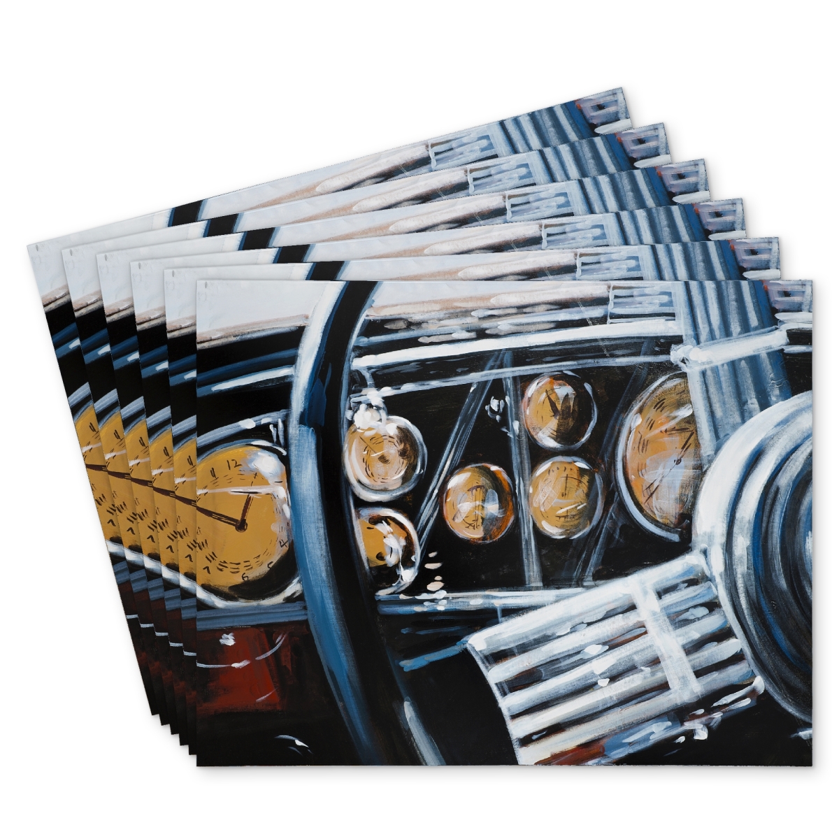 Picture of Begin Home Decor C6PP1418TOE6UG 14 x 18 in. Vintage Car Interior Polyester Placemat - Home Decor Accent - Set of 6