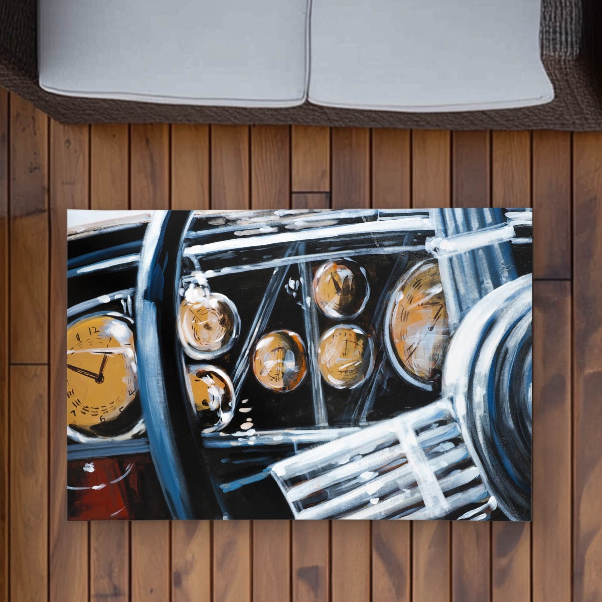 C1ROAR23SUFMYC 2 x 3 ft. Vintage Car Interior Rug - Man Cave Outdoor Home Decor - Rectangle