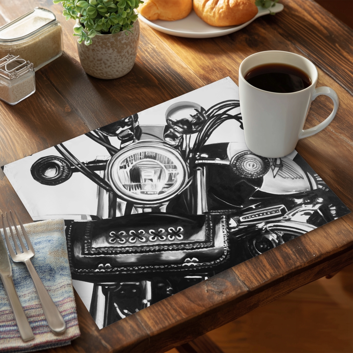 Picture of Begin Home Decor C4PP1418JGJT6S 14 x 18 in. Realistic Motorcycle Polyester Placemat - Home Decor Accessory - Set of 4