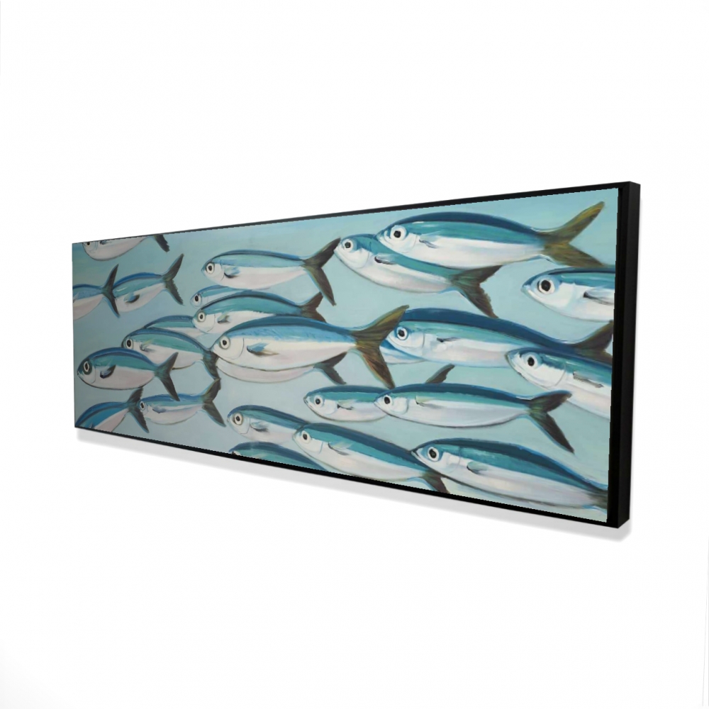 2081-1648-AN175 16 x 48 in. Marine Blue Canvas - Small Fish Caesio Caerulaurea Decor