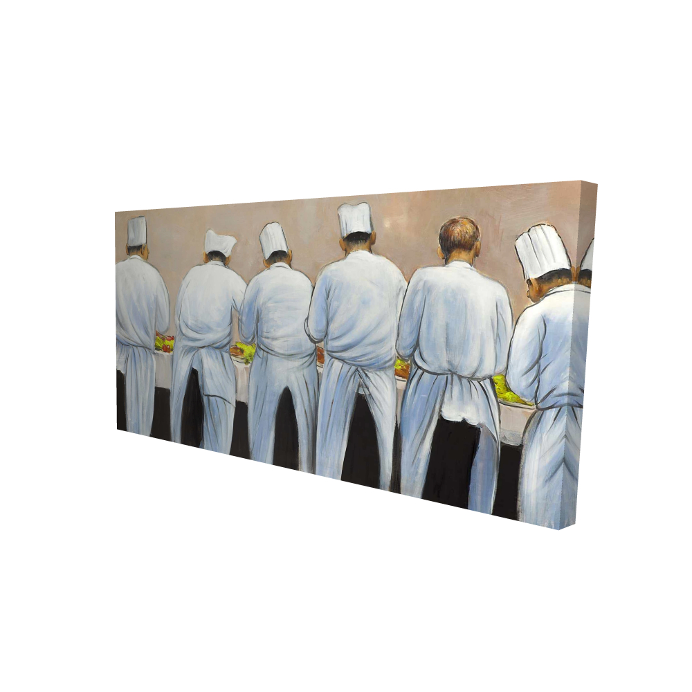 2080-2448-GA49 24 x 48 in. Cooks Chefs Working Together - Contemporary Kitchen Canvas Decor