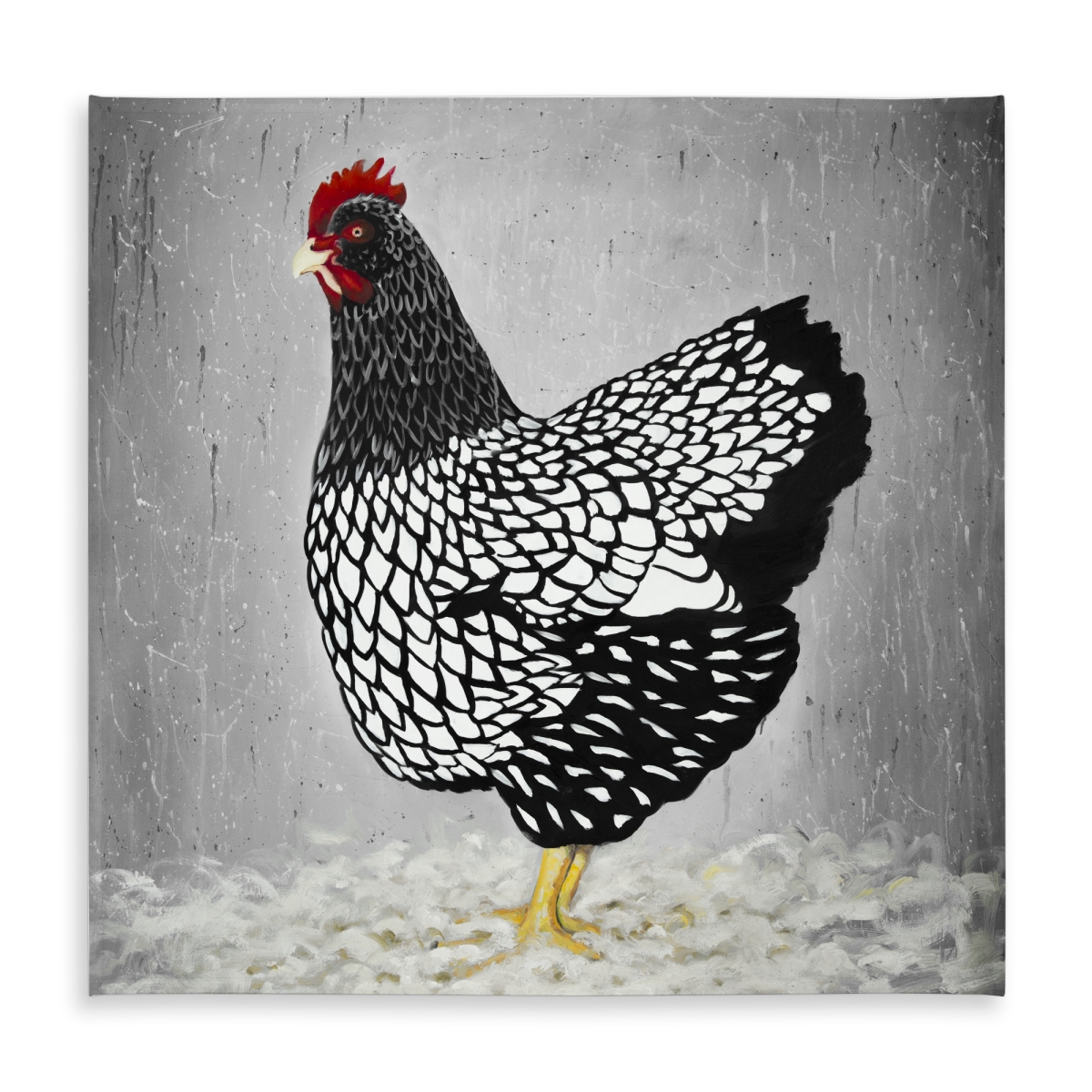 Picture of Begin Home Decor C1TC5858BZ7BB5 58 x 58 in. White Farm Animals Tablecloth - Black & White Wyandotte Hen