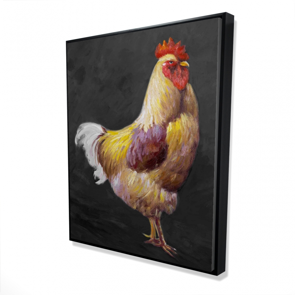 2081-6048-AN200-1 48 x 60 in. Beautiful Rooster 2 - Rustic Feathers Framed Canvas Art