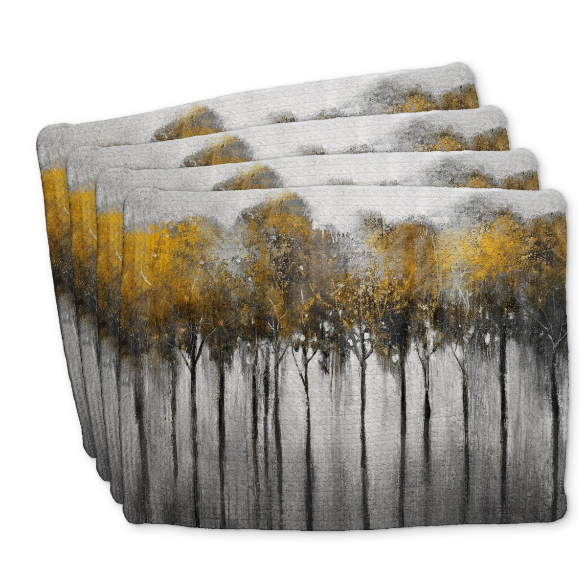 Picture of Begin Home Decor C4BP1418BNE1SX 14 x 18 in. Abstract Yellow Forest Braided Polyester Placemat - Home Decor - Set of 4