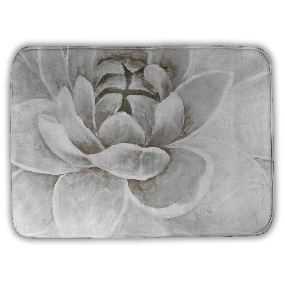 5930-1724-FL88-1 17 x 24 in. Delicate White Chrysanthemum Bath Mat - Modern Home Decor