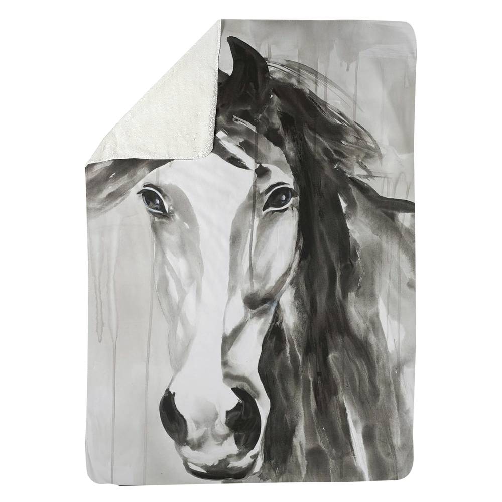 5545-8060-AN250 60 x 80 in. Beautiful Wild Horse Sherpa Fleece Blanket - Farm Animal Decor