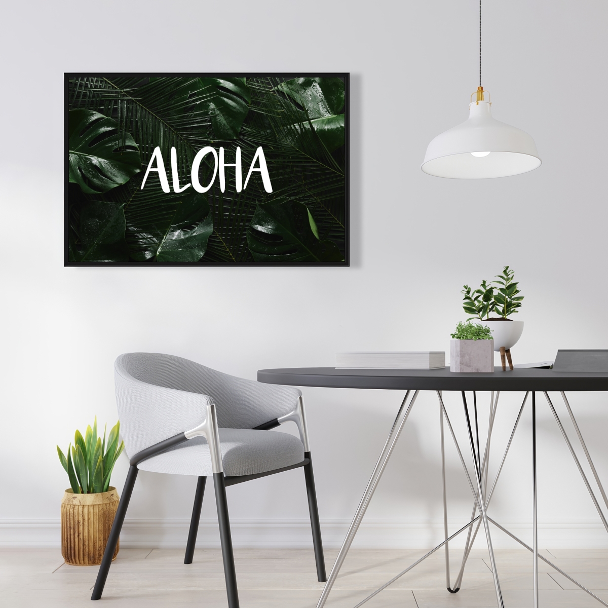 C1FC2436RUKHOW 24 x 36 in. Tropical Aloha - Blue Framed Canvas Home Decor Art