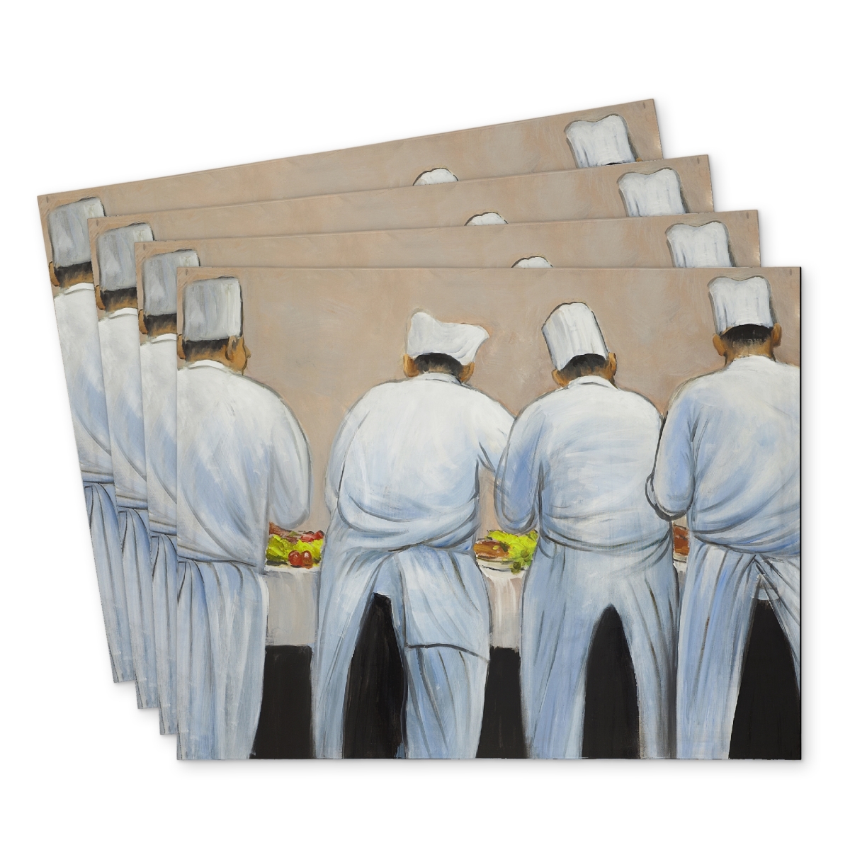 Picture of Begin Home Decor C4PP1418KJ2HBM 14 x 18 in. Cooks Chefs Working Together Polyester Placemat - Home Decor - Set of 4