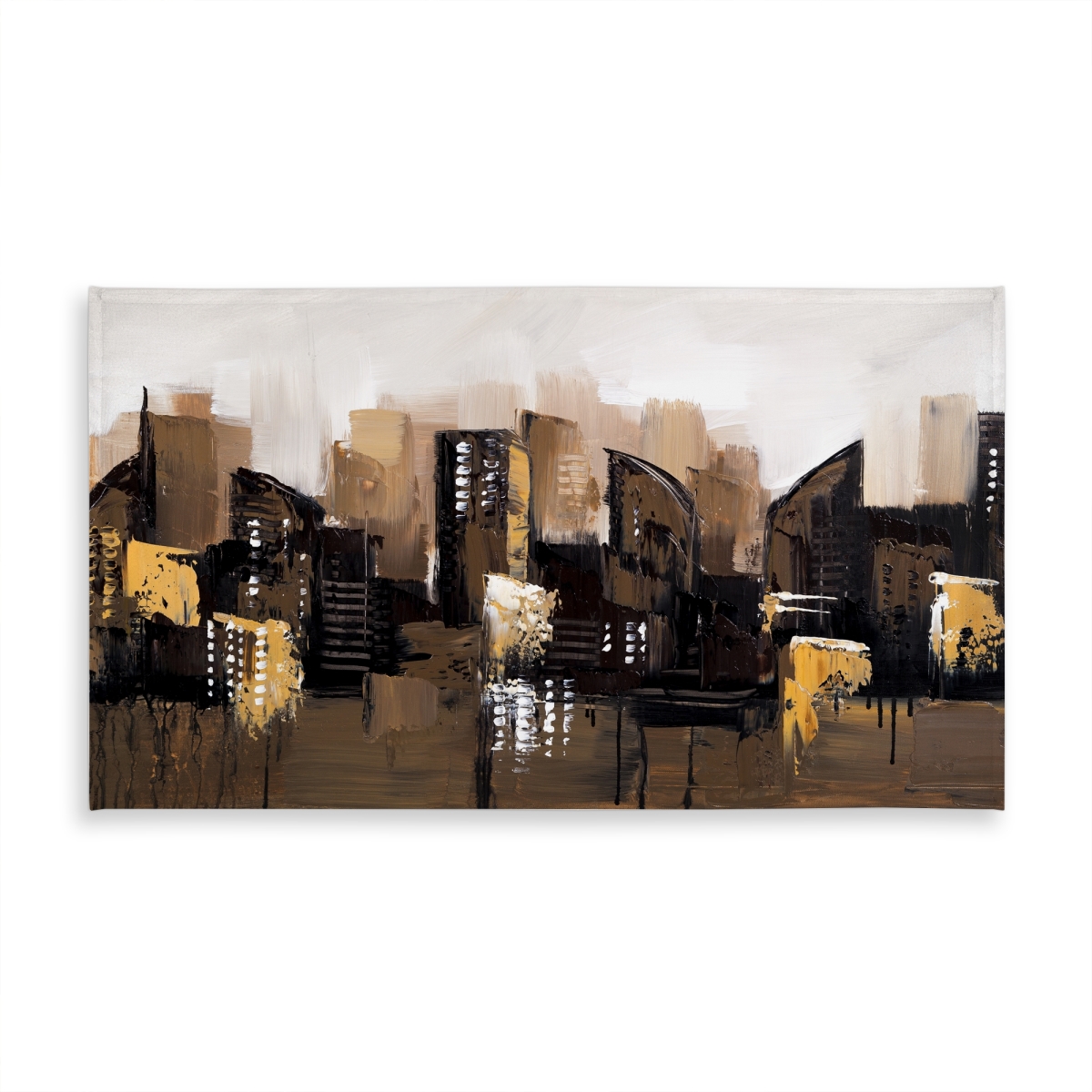 Picture of Begin Home Decor C1TCLRGEW31LNG 58 x 102 in. Modern Brown Abstract Cityscape Tablecloth - Home Decor