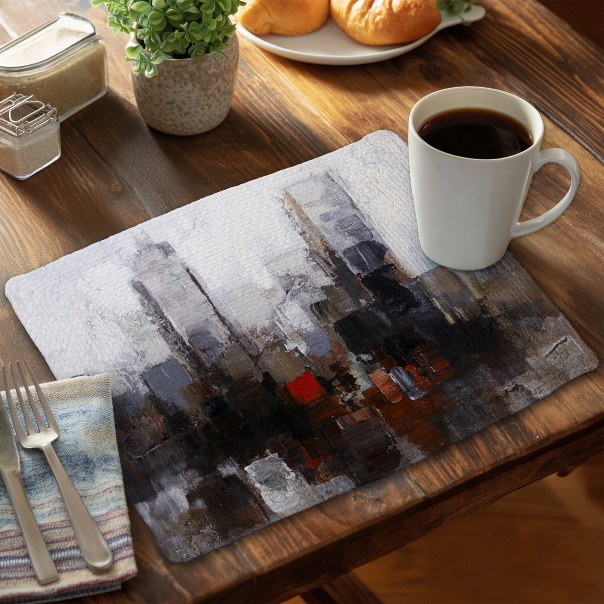 Picture of Begin Home Decor CBPM1418MMSY06 14 x 18 in. Brown Abstract Placemat - Obscure City Home Decor Essential