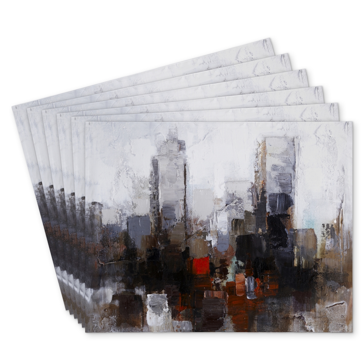 Picture of Begin Home Decor C6PP14181138SE 14 x 18 in. Obscure City Polyester Placemat - Stylish Home Decor Accessory - Set of 6
