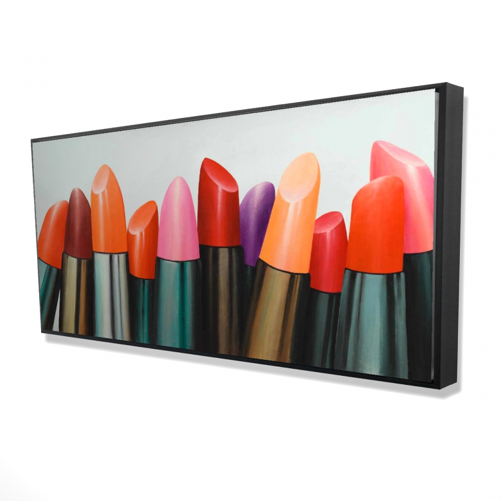 2081-2448-MI53 24 x 48 in. Lipstick Collection - Red Bathroom Framed Canvas Decor