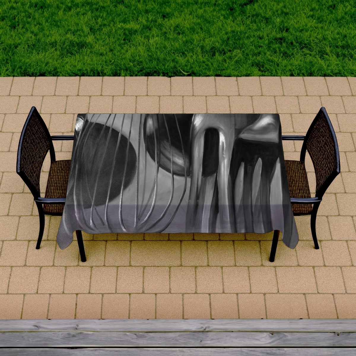 Picture of Begin Home Decor C1TCLRGET6K88E 58 x 102 in. Gray Object Gastronomy Indoor & Outdoor Tablecloth - Home Decor