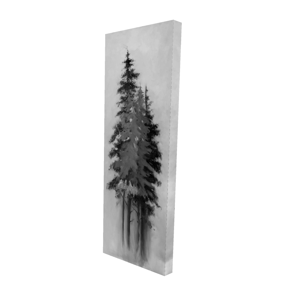 2080-4816-LA65 16 x 48 in. Contemporary Trees White Canvas - Black & Gray Tree Silhouettes