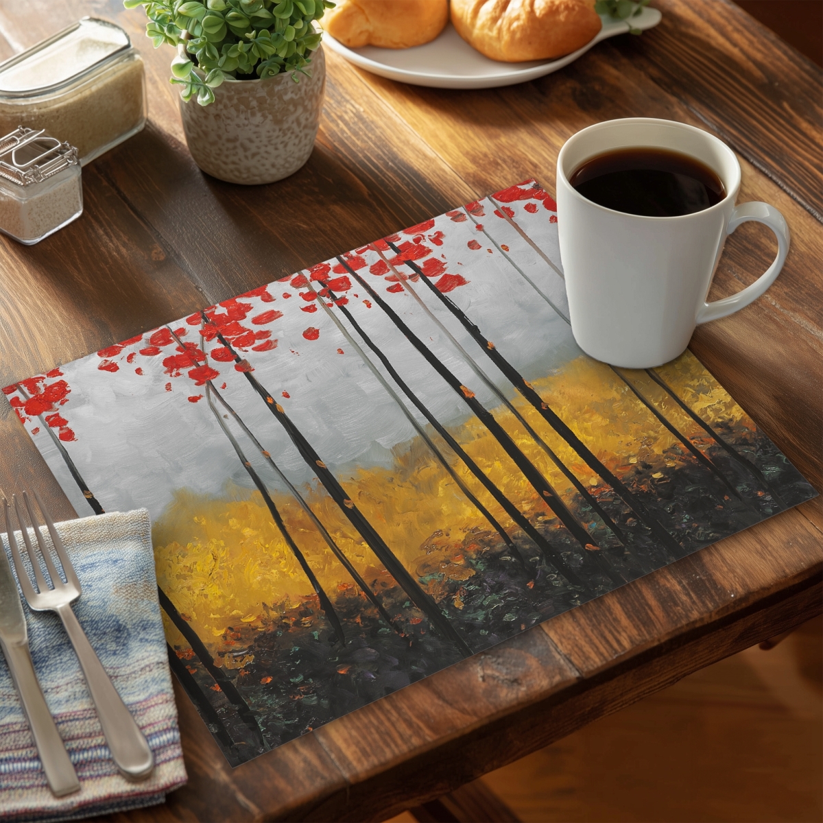 Picture of Begin Home Decor C4PP14184DEOQ5 14 x 18 in. Abstract Landscape Polyester Placemat - Home Decor Accent - Set of 4