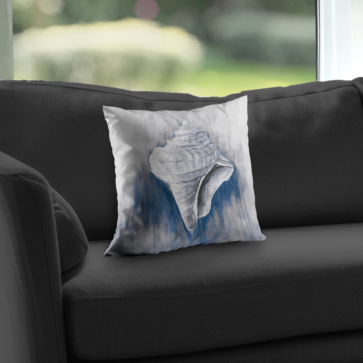 C1PT1414KMN4LA 14 x 14 in. Blue Conical Shell - Coastal Twill Throw Pillow Insert for Home Decor