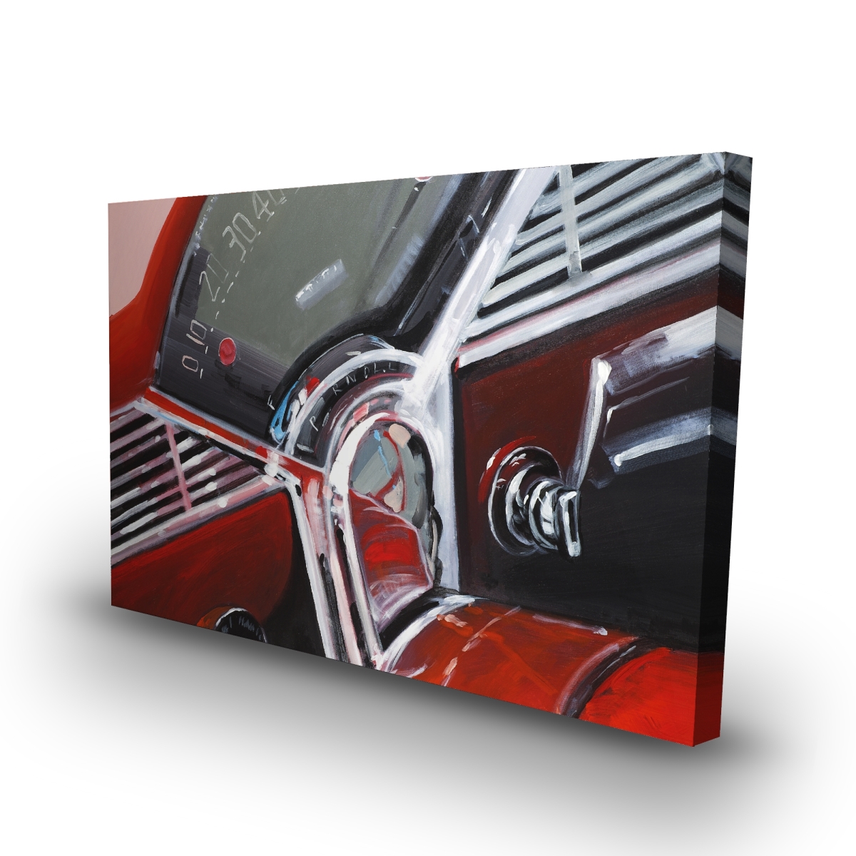 C1RC243625P70G 24 x 36 in. Vintage Red Car Dashboard Canvas - Man Cave Home Decor