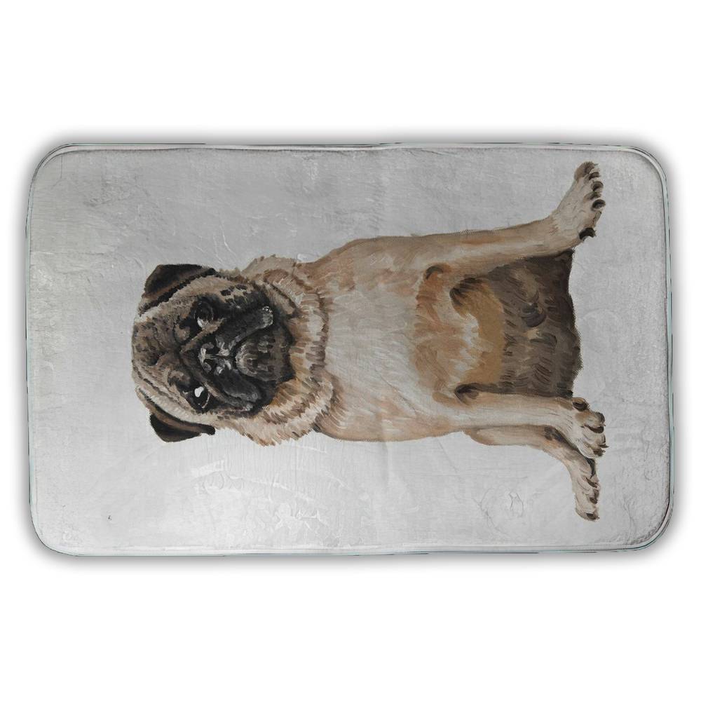 5930-3421-AN503-2 21 x 34 in. Pug Bath Mat - Cute Pet Bedroom Decor for Dog Lovers