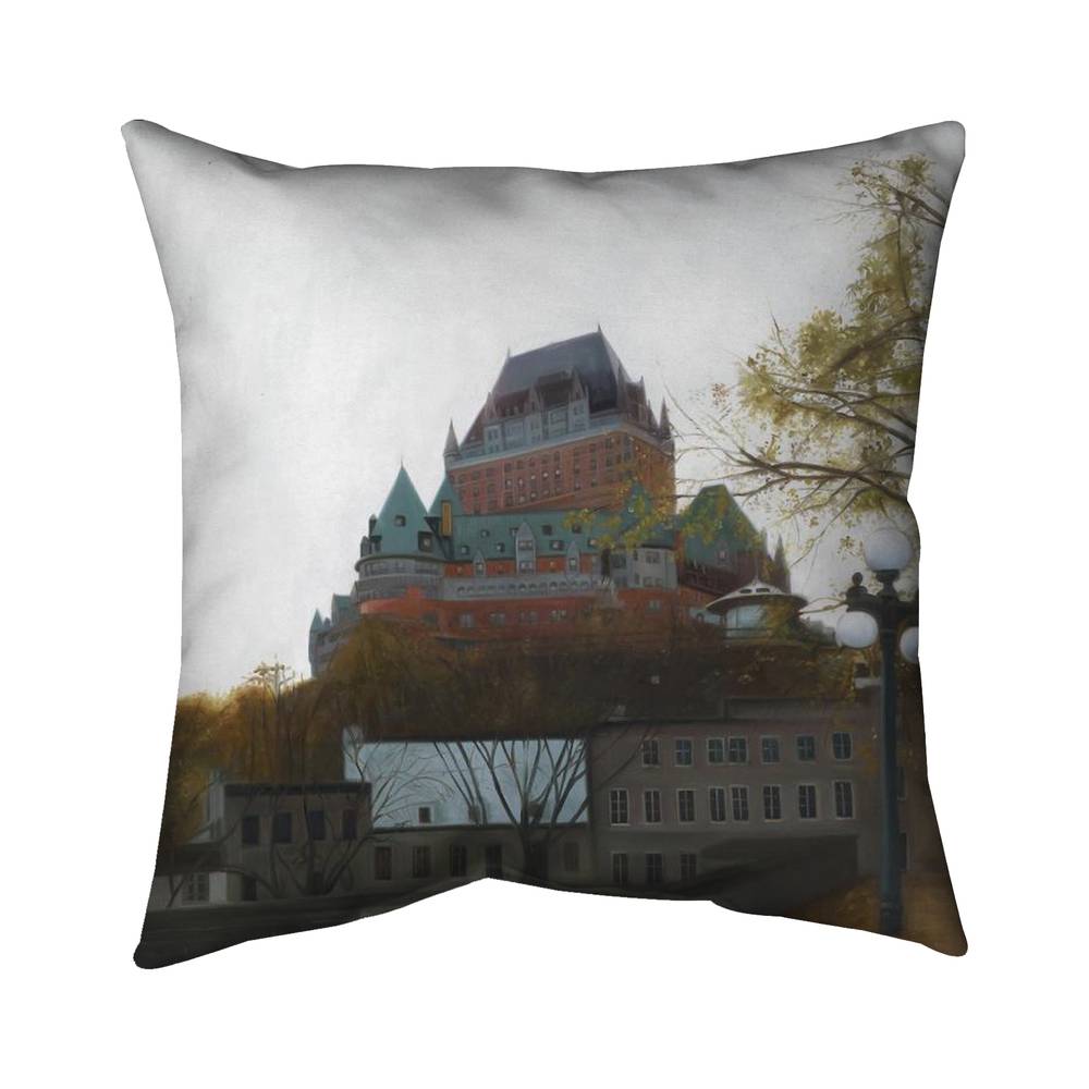 5541-1616-AR17 16 x 16 in. Le Chateau De Frontenac Autumn Pillow - Trees Architecture Decor