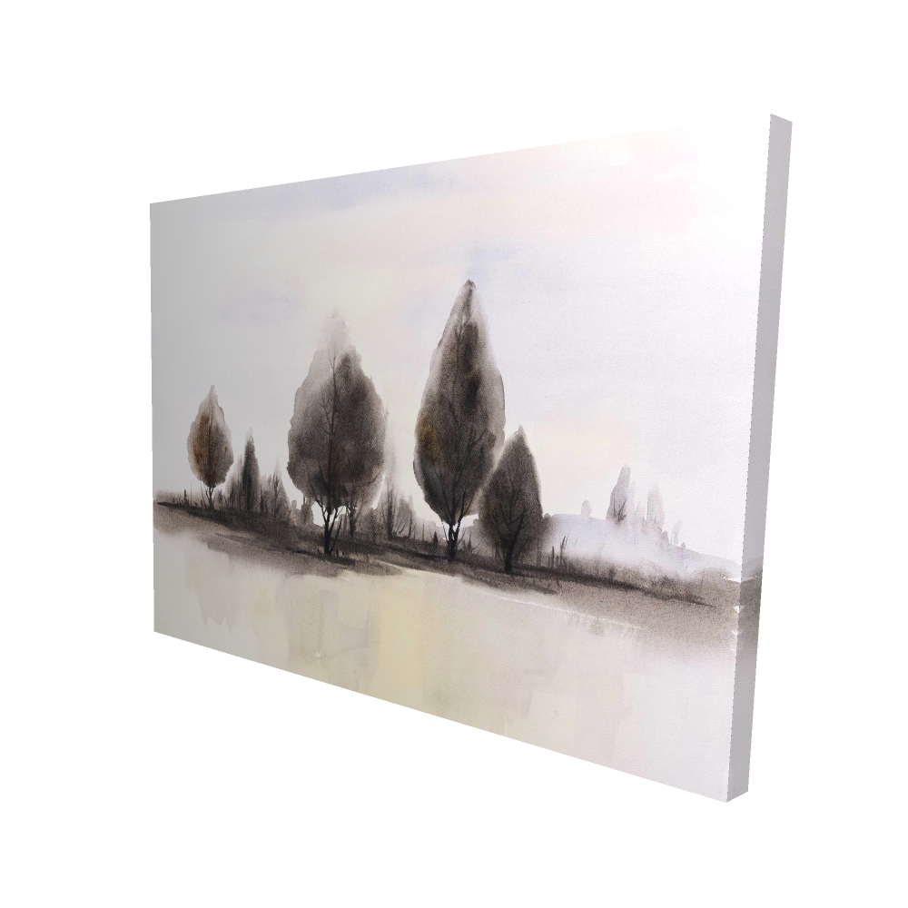 2080-3648-LA100 36 x 48 in. Landscape of Trees - Hygge Yellow Canvas for Home Decor