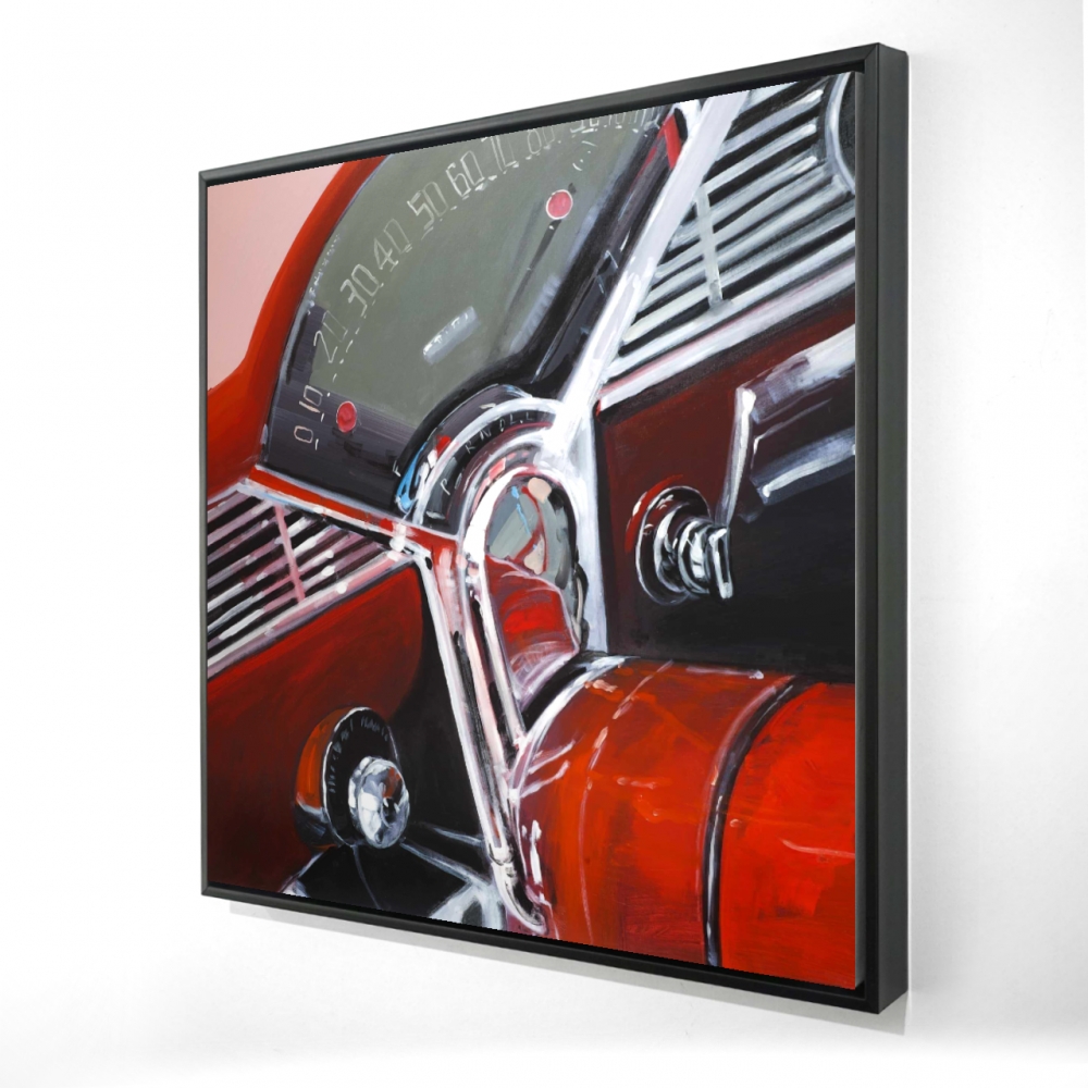 2081-3636-TR43 36 x 36 in. Vintage Red Car Dashboard - Framed Canvas for Home Decor