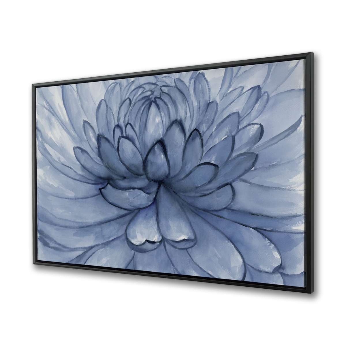 C1FC36487GVBNK 36 x 48 in. Blue Petals Flower - Framed Canvas for Living Room Decor