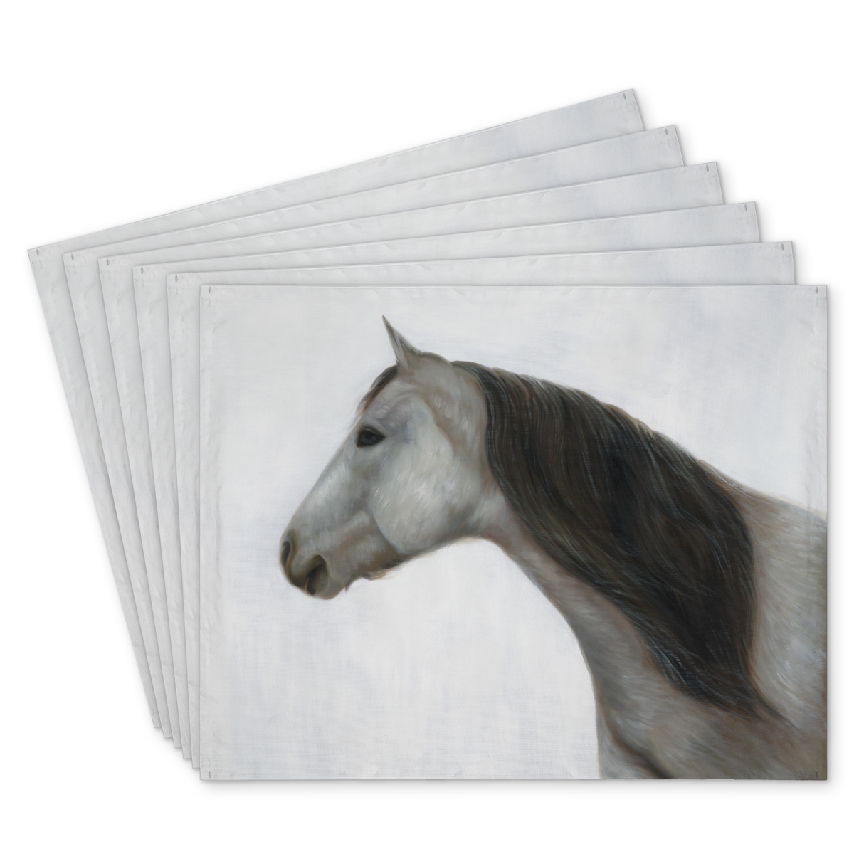 Picture of Begin Home Decor C6PP1418ZH1XXT 14 x 18 in. Winter Horse Polyester Placemat - Stylish Home Decor Piece - Set of 6