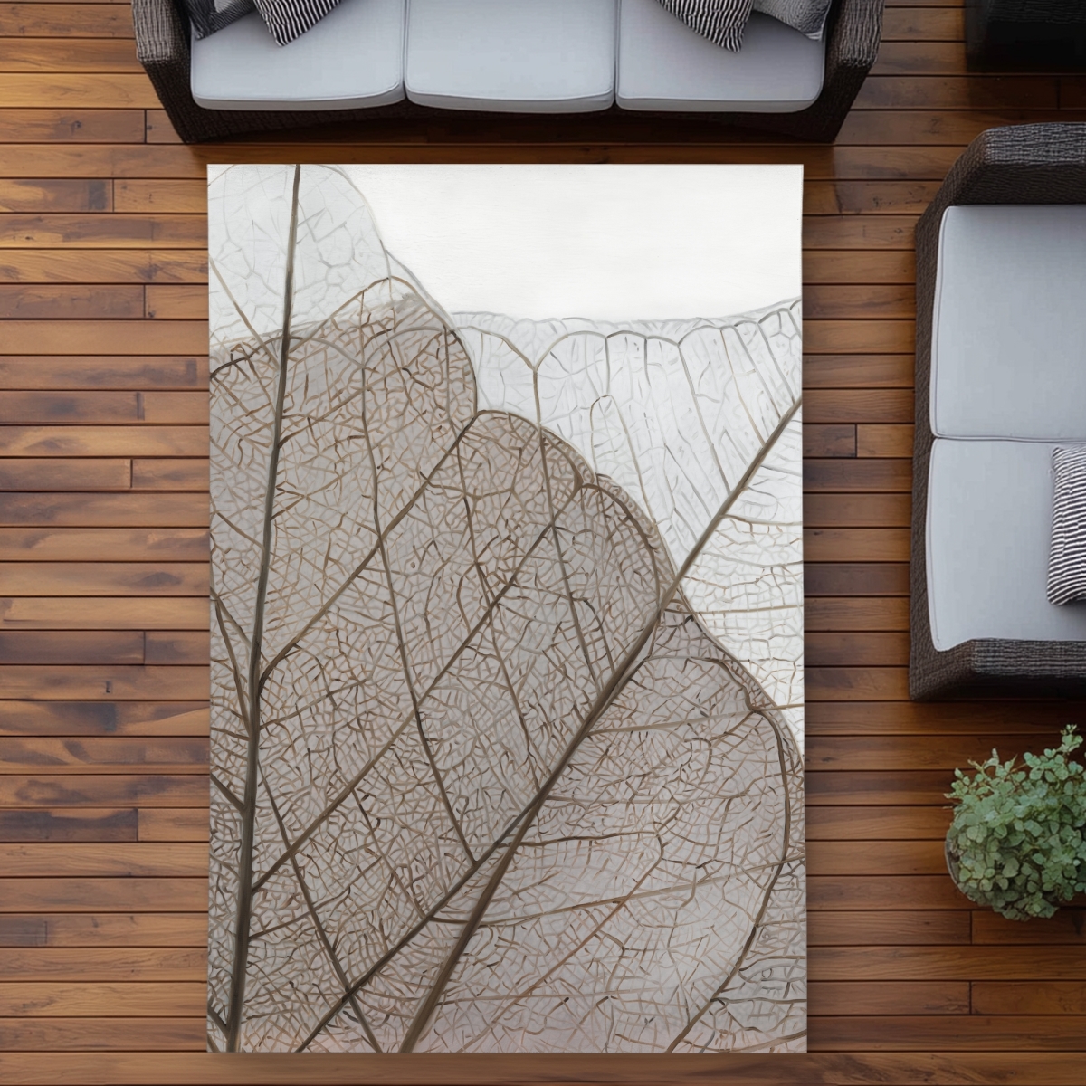 C1ROAR57GA6E3V 5 x 7 ft. Translucent Dried Leaves Rug - Hyperrealist Botanical Decor - Rectangle