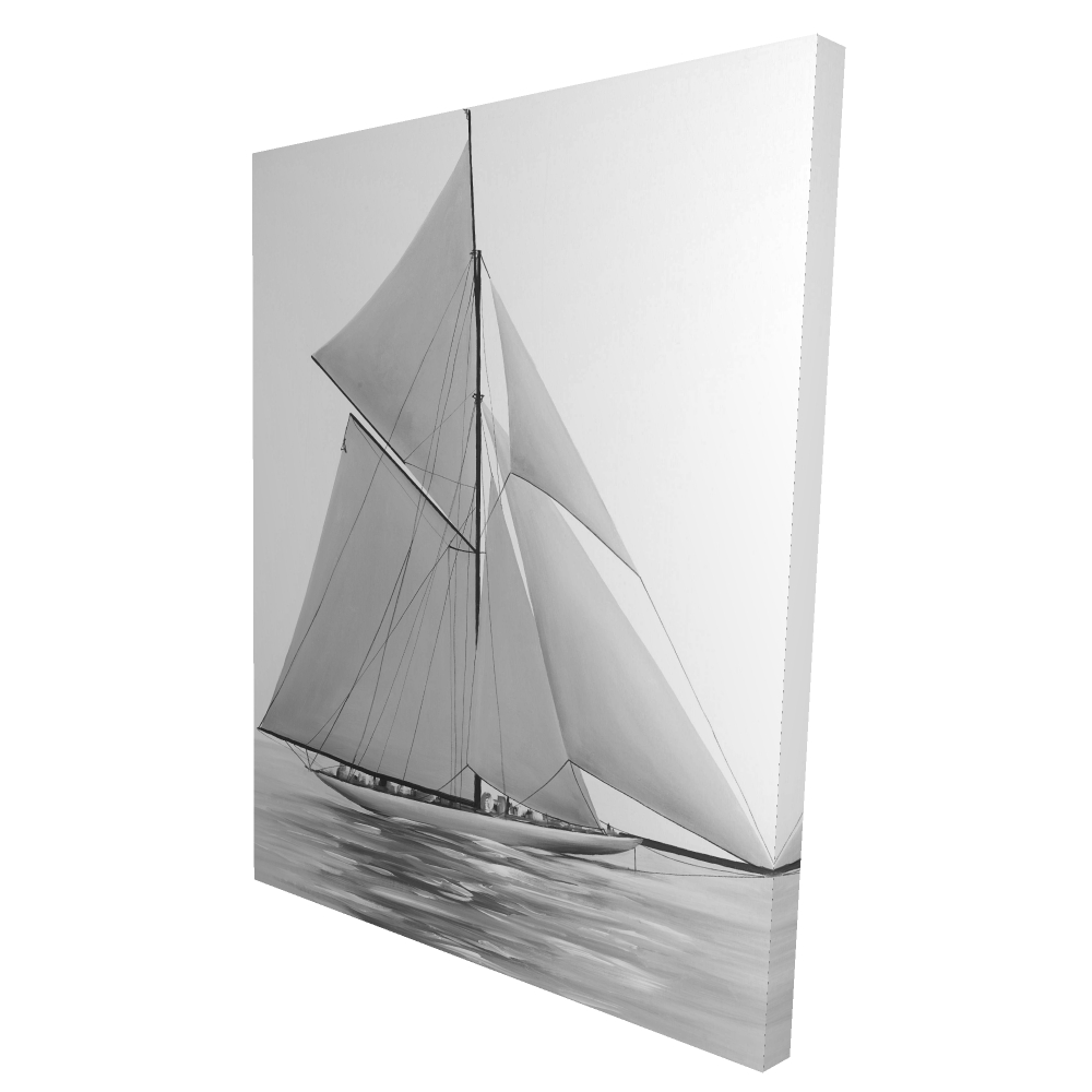 2080-4836-CO73 36 x 48 in. Sailing Ship White Monochrome Canvas - Home Decor Wall Art