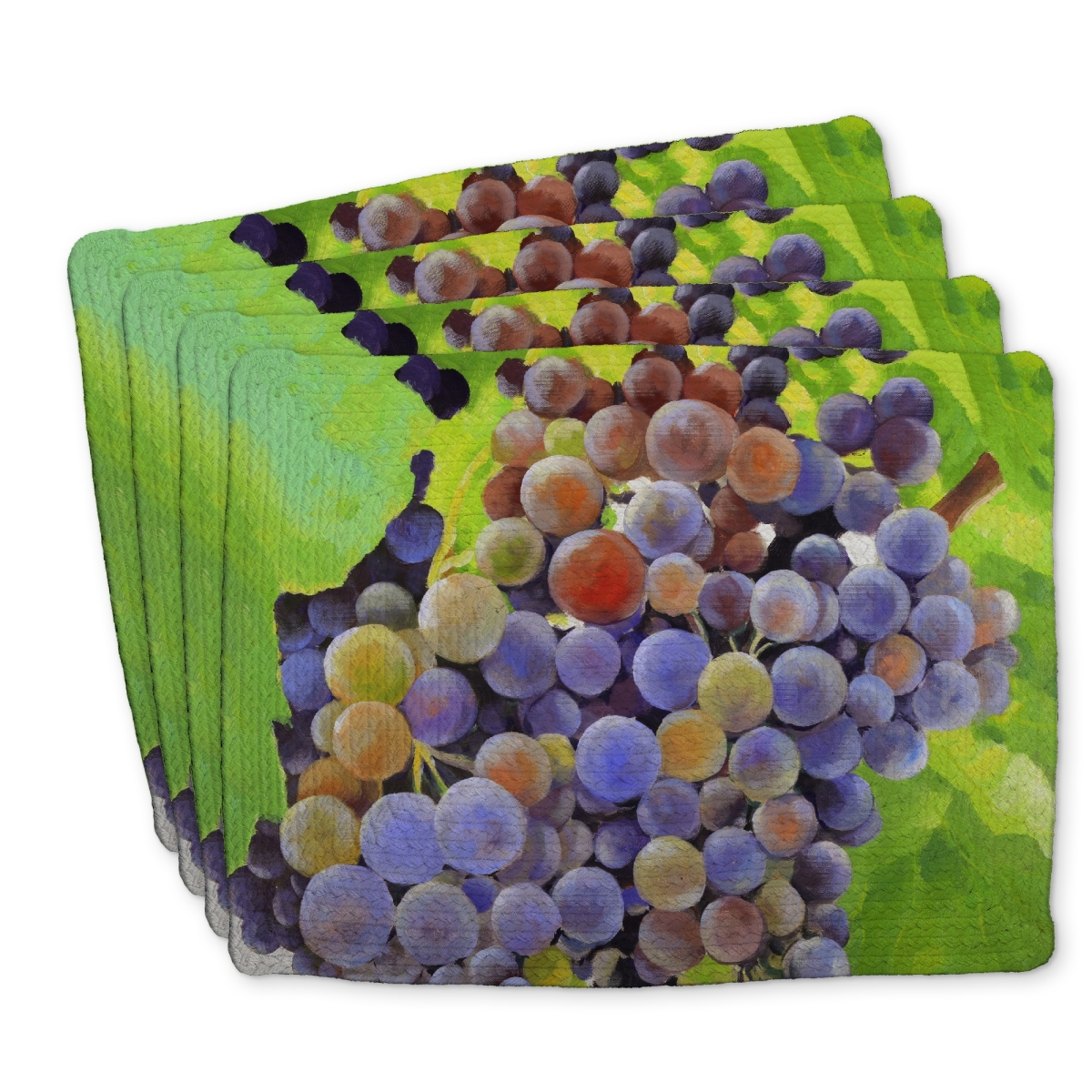 Picture of Begin Home Decor C4BP14189D6CEO 14 x 18 in. Bunch of Grapes Braided Polyester Placemat for Home Decor - Set of 4