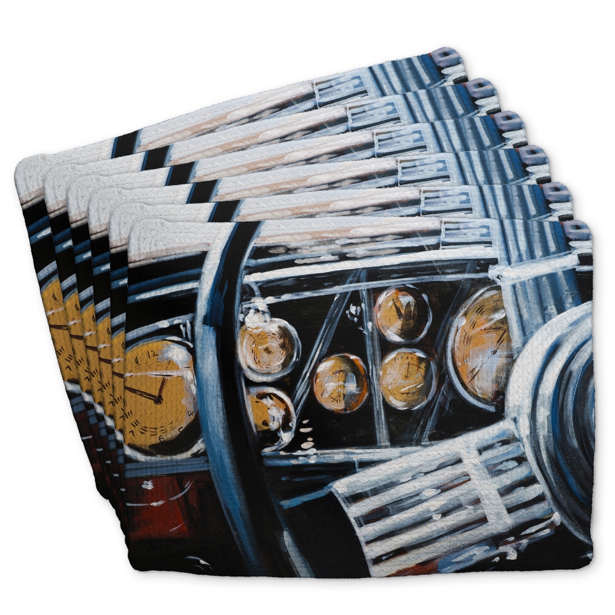 Picture of Begin Home Decor C6BP1418JHP8BK 14 x 18 in. Vintage Car Interior Braided Polyester Placemat - Home Decor - Set of 6