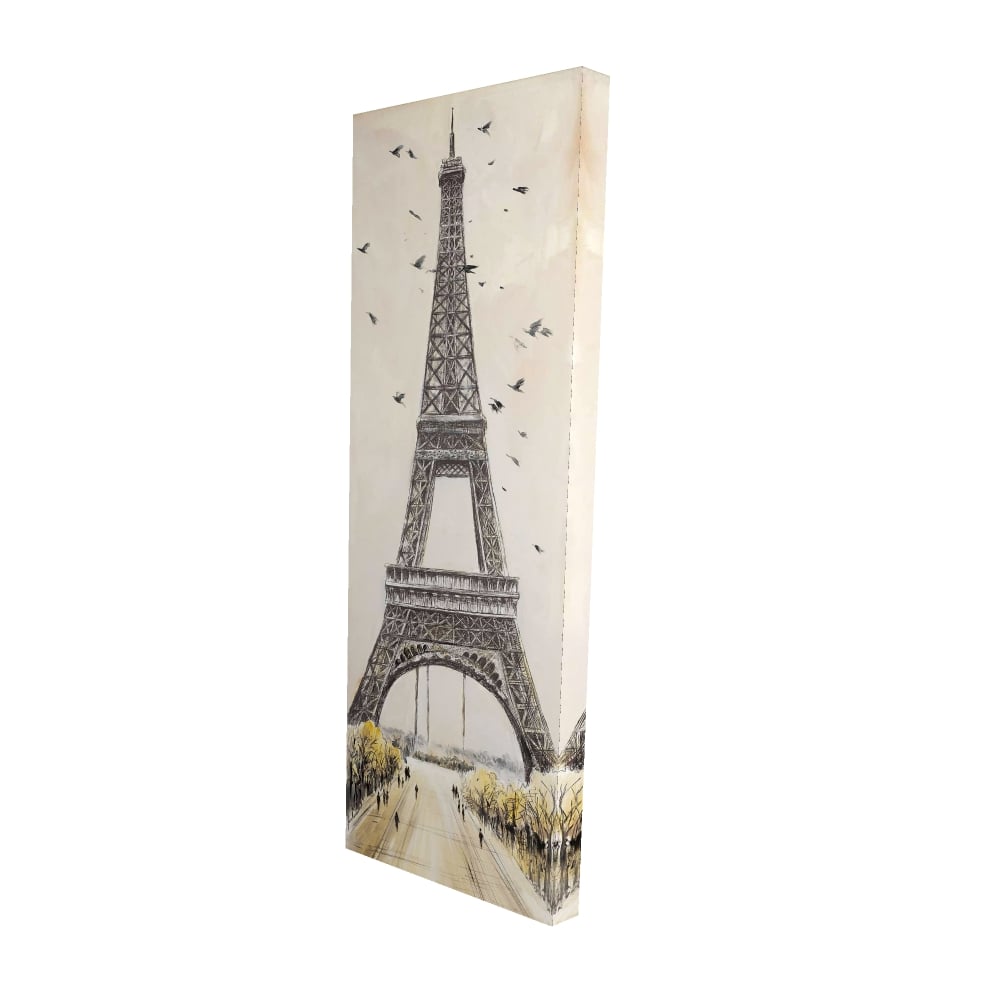 2080-4816-CI251 16 x 48 in. Eiffel Tower Canvas - Gray Bedroom Decor with Flying Birds
