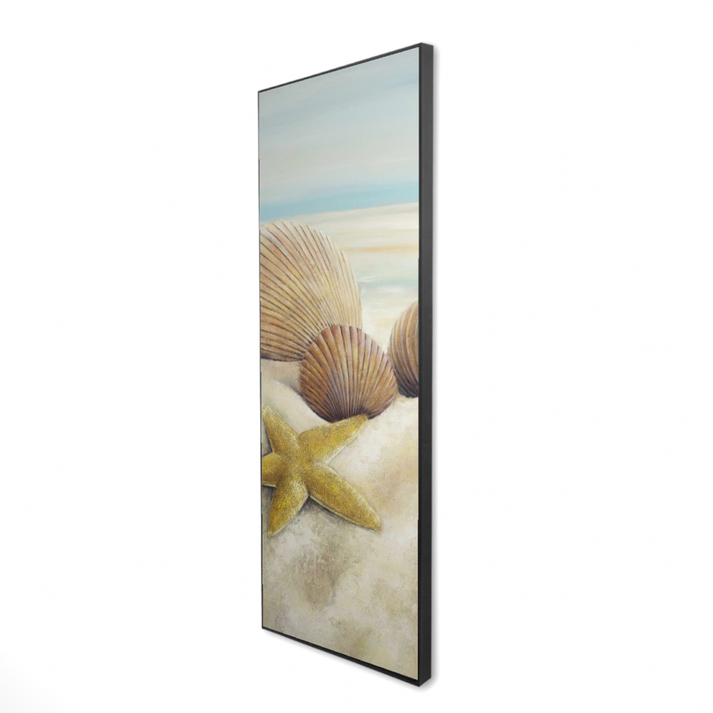 2081-6020-CO43 20 x 60 in. Starfish & Seashells Beach Canvas - Blue Framed Decor