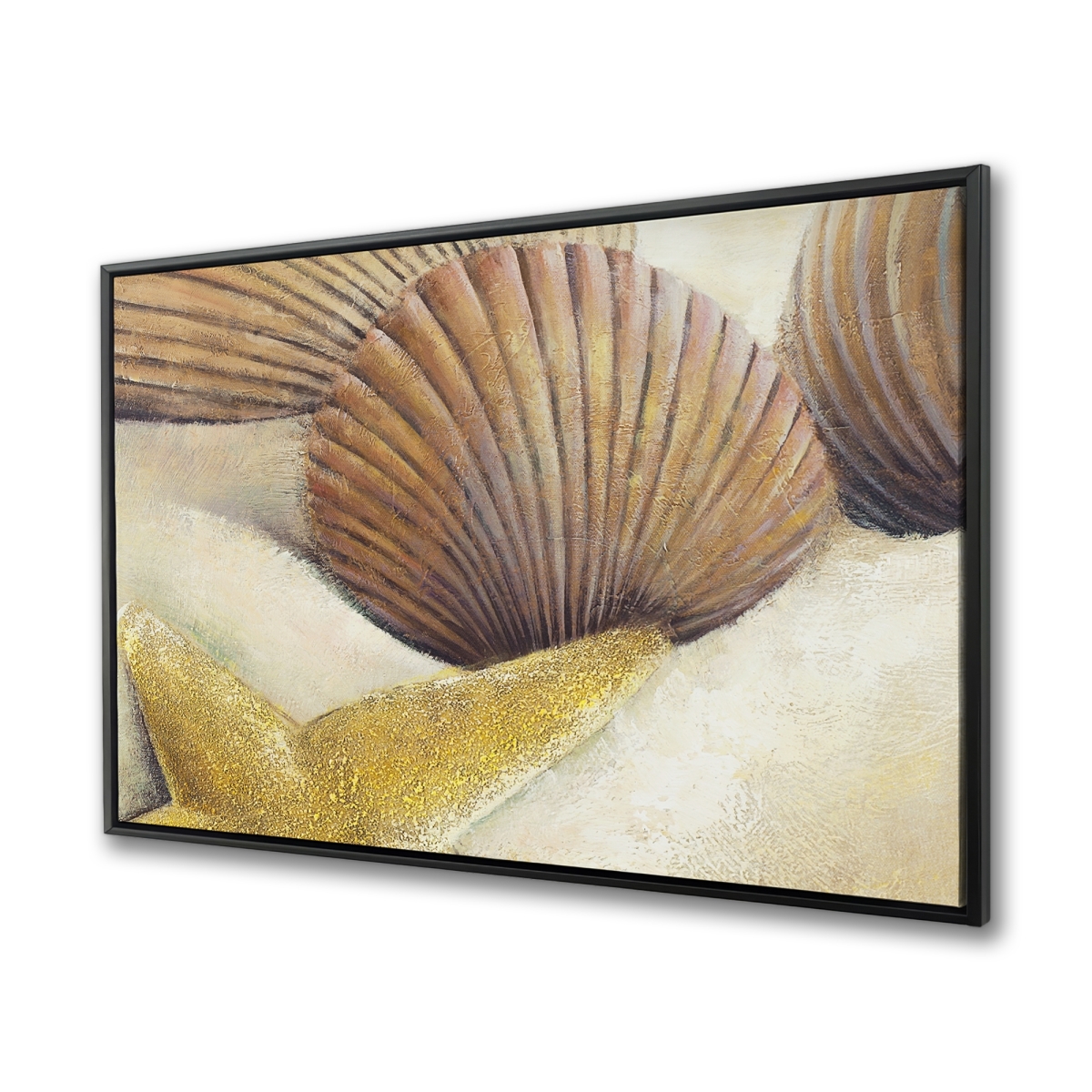 C1FC3648NXOX0L 36 x 48 in. Starfish & Seashells Beach Canvas - Bathroom Blue Frame Decor