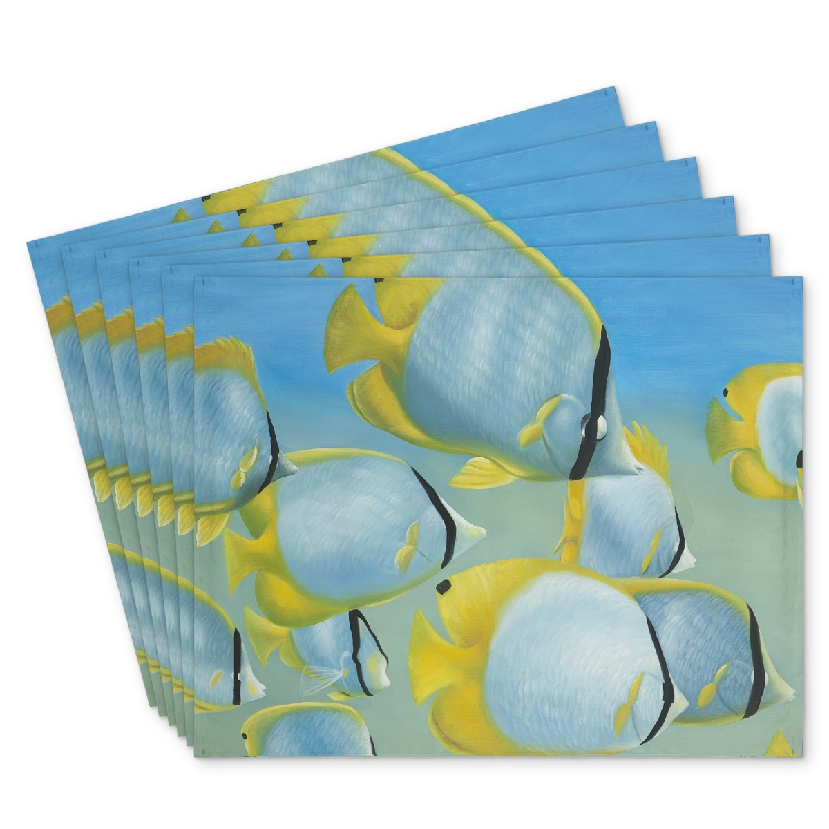 Picture of Begin Home Decor C6PP1418K1E7BC 14 x 18 in. Butterfly Fishes Polyester Placemat - Home Decor Accent - Set of 6