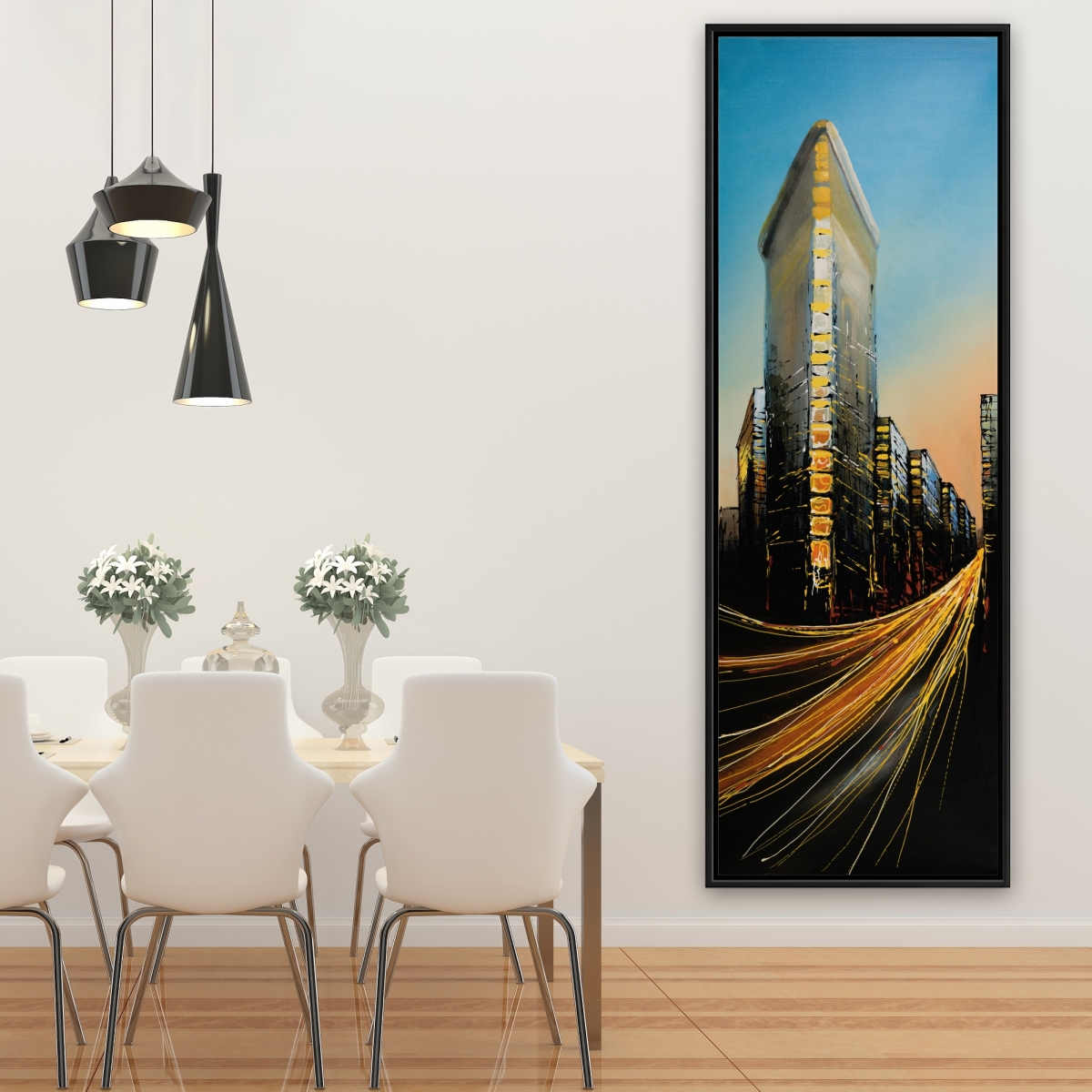 C1FC20609YD932 20 x 60 in. Flatiron Building in Light - Framed Canvas for Living Room Decor