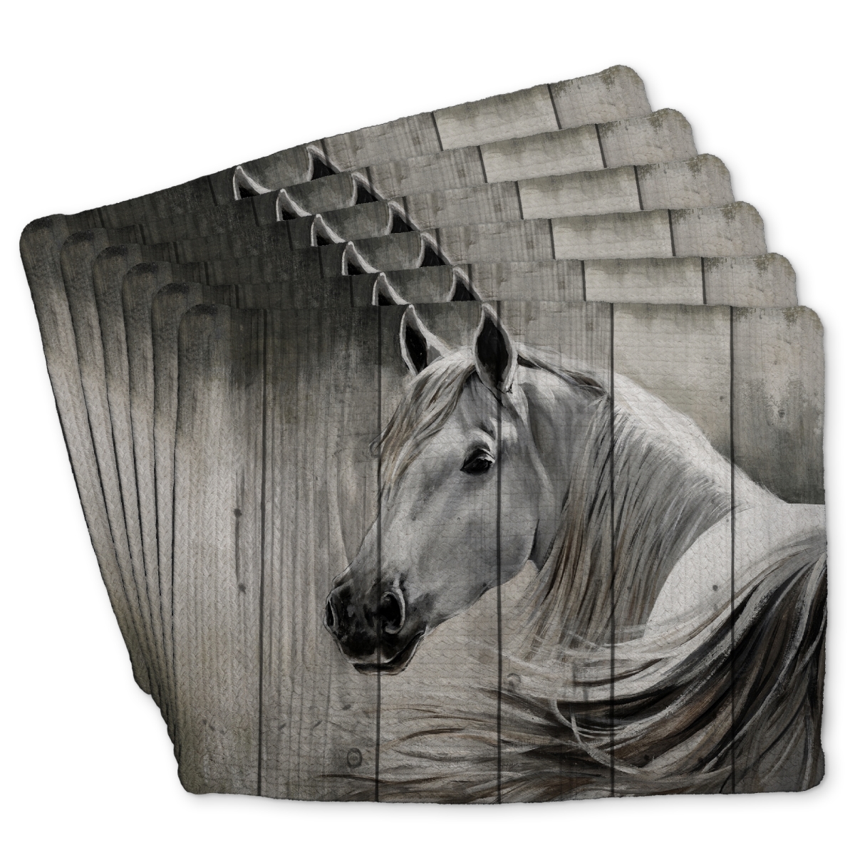 Picture of Begin Home Decor C6BP1418NPUOM8 14 x 18 in. Rustic Horse - Braided Polyester Placemats for Home Decor - Set of 6