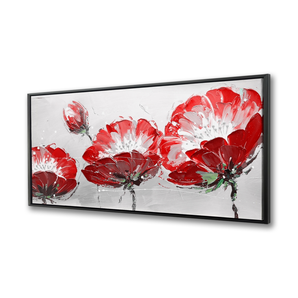 C1FC2448CFJ5MW 24 x 48 in. Wild Flowers on Gray Background - White Framed Canvas Decor
