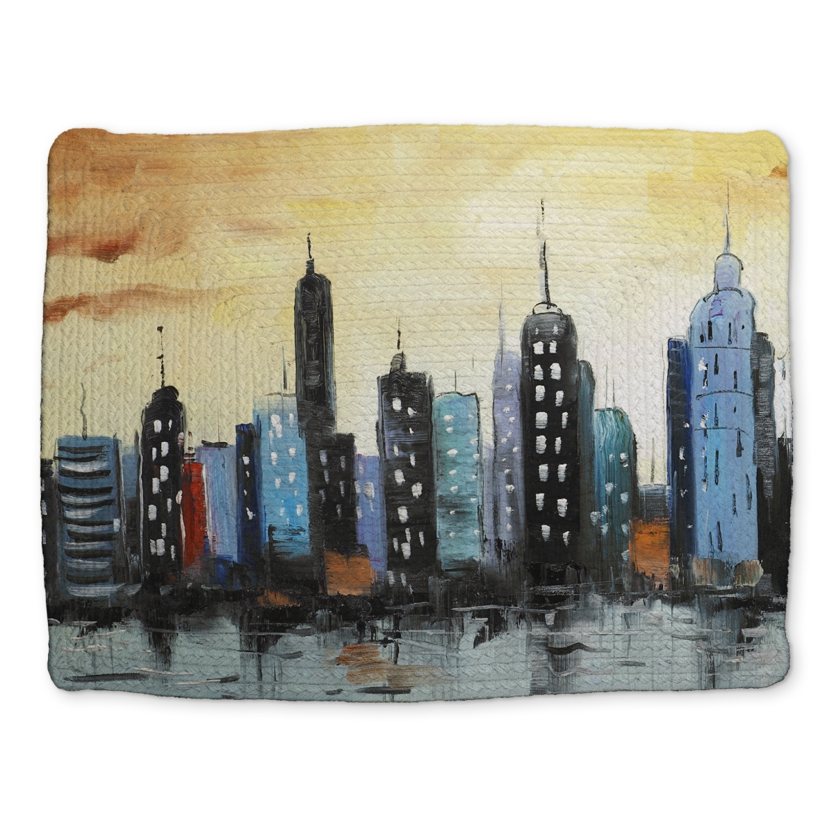 Picture of Begin Home Decor CBPM1418GIOL0G 14 x 18 in. Skyline on Cityscape Blue Braided Polyester Placemat - Home Decor